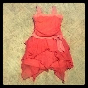 Cute hot pink layered ruffle dress/stretchable